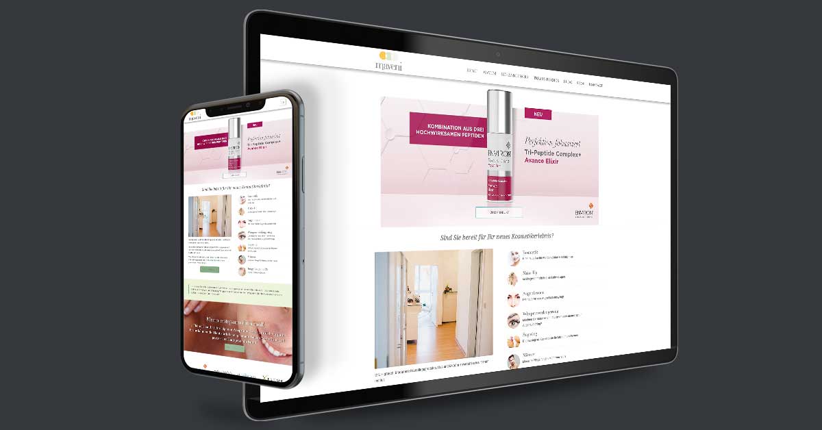 Website für Maveni Kosmetik – Stralsund. Die Präsentation wird mit WordPress als CMS eigenständig gepflegt.